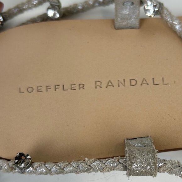 LOEFFLER RANDALL Bo Crystal Embellished Braided Ankle Tie Sandals Metallic Sz 8 - Picture 12 of 14